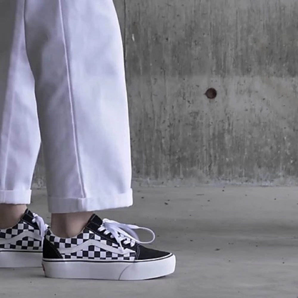 Vans Old Skool Black and White Checker Platform Shoes